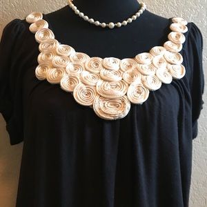 Wrapper Black & Cream Blouse